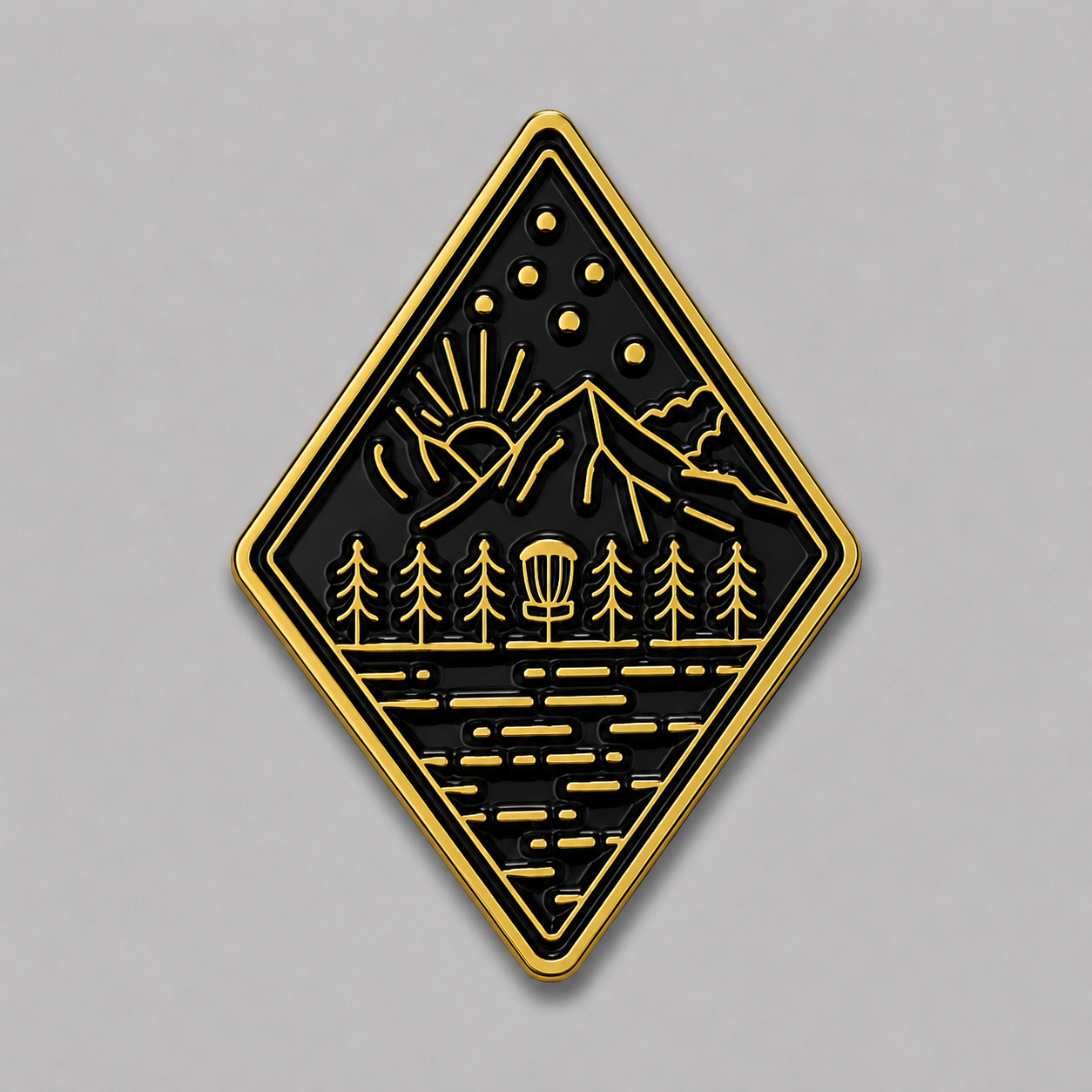 Gold and Black Mountain Disc Golf Pin