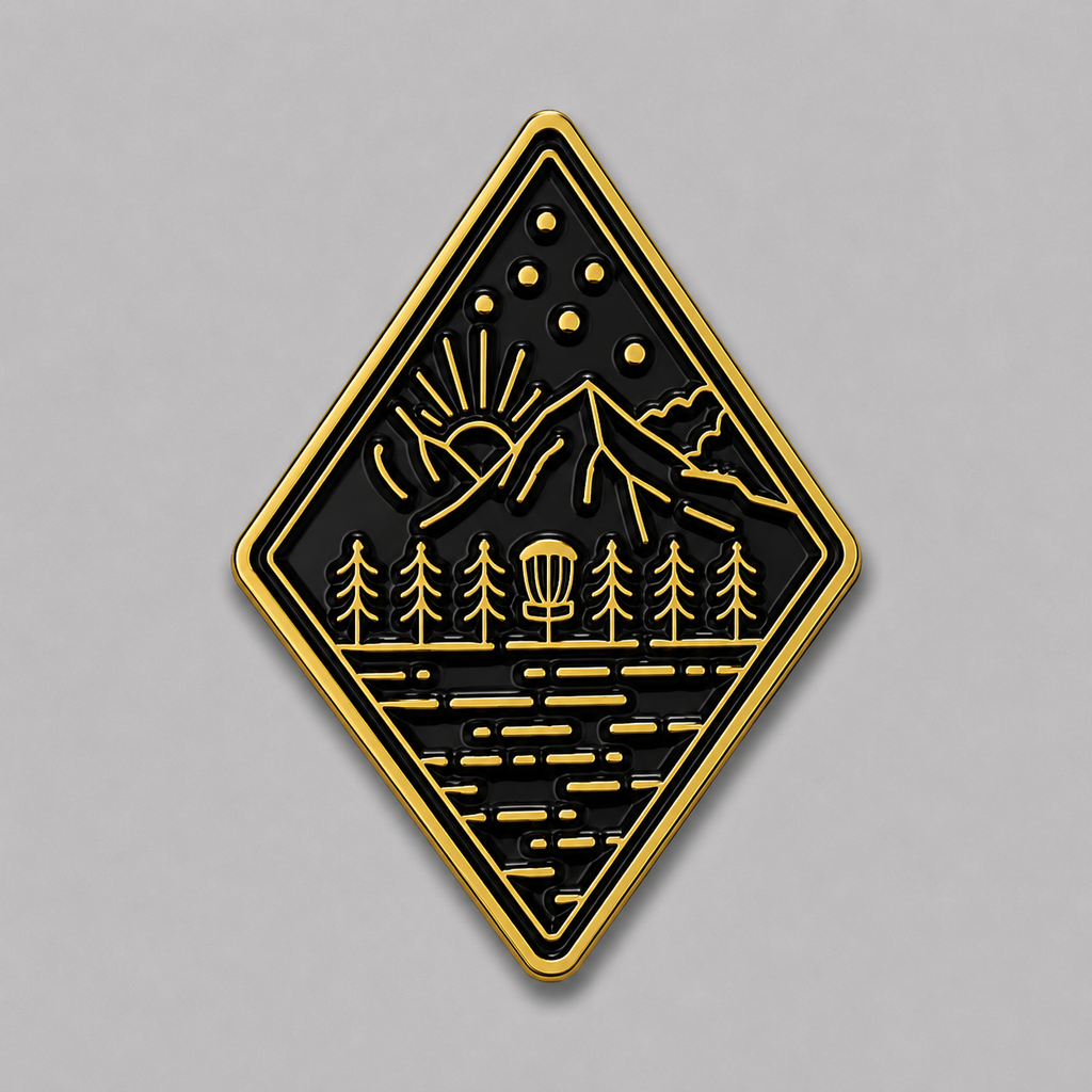 Gold and Black Mountain Disc Golf Pin