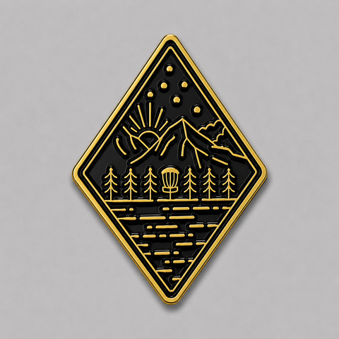 Gold and Black Mountain Disc Golf Pin