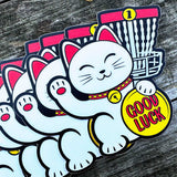 Good Luck Cat Disc Golf Sticker