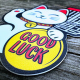 Good Luck Cat Disc Golf Sticker