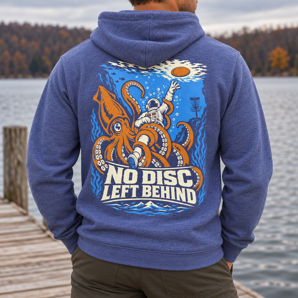 No Disc Left Behind  Disc Golf Hooded Sweatshirt
