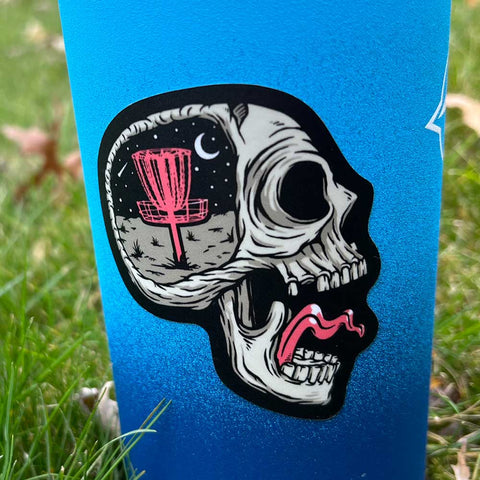 Screaming Skull Disc Golf Sticker