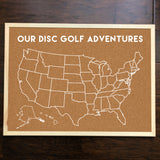 Disc Golf Pins Cork Board - ALL 50 STATE PINS INCLUDED